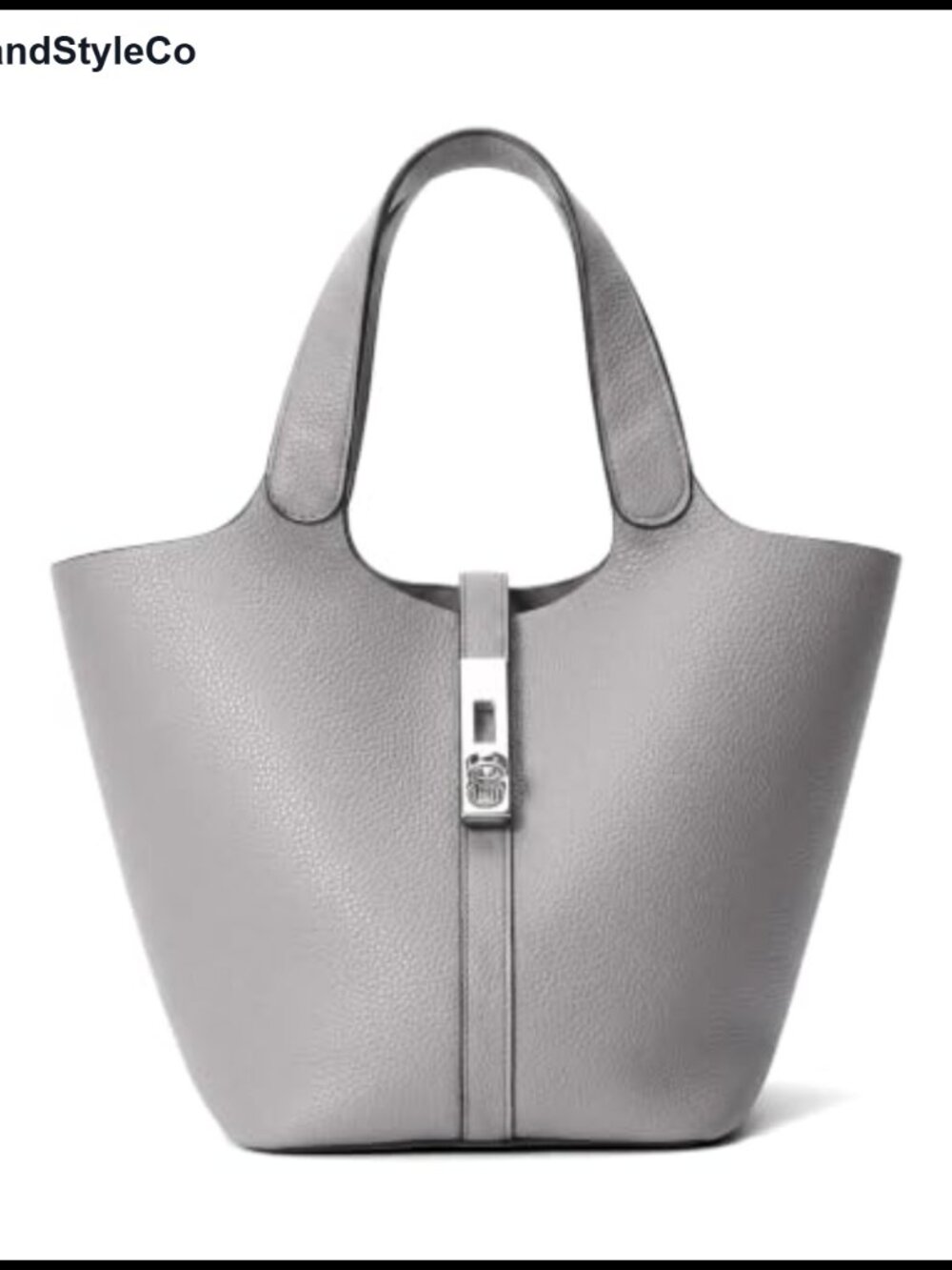 Vegan Leather Bucket Tote Bag Top Handle Handbag Detachable Pouch